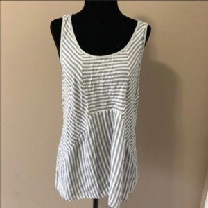 Gray and White DKNY Striped Tank Top Size XL